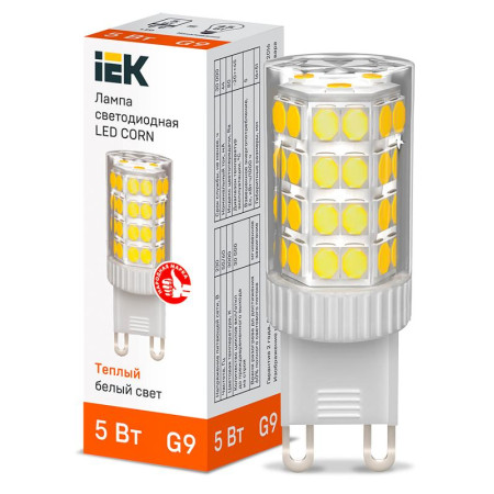 Лампа светодиодная CORN капсула 5Вт 230В 3000К керамика G9 IEK