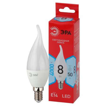 Лампа светодиодная LED BXS-8W-840-E14 R (диод, свеча на ветру, 8Вт, нейтр, E14)